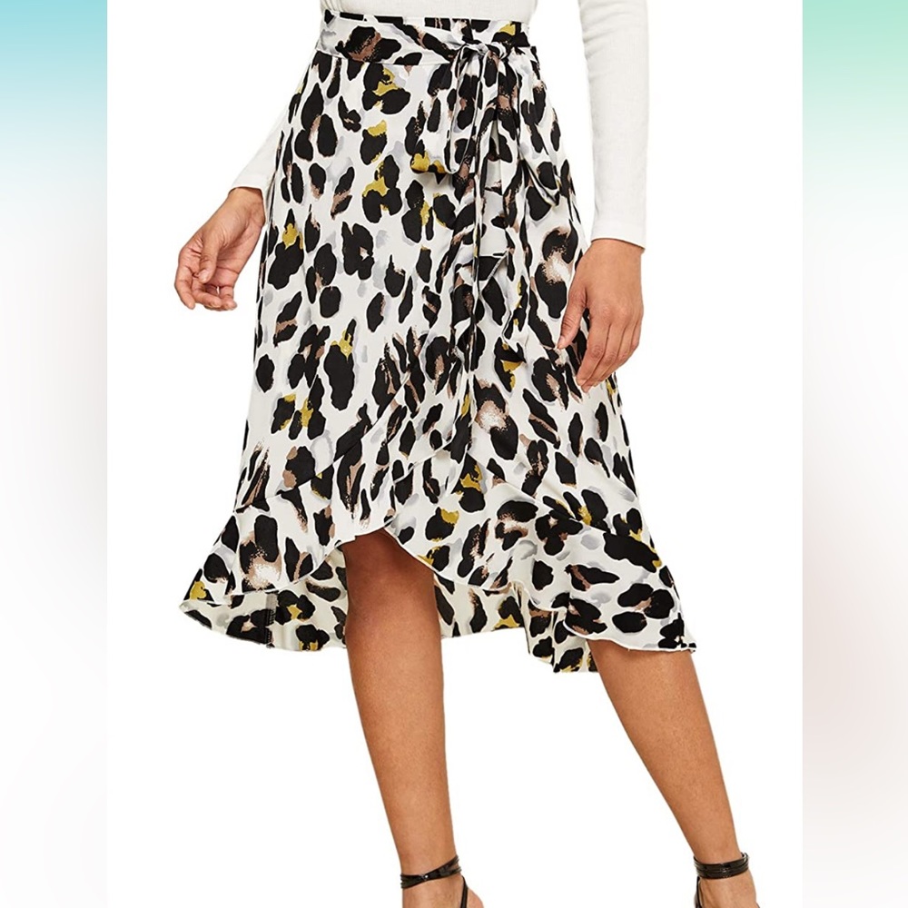 Leopard print wrap skirt